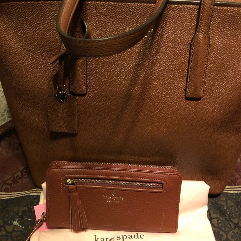 Kate Spade brown bag and wallet